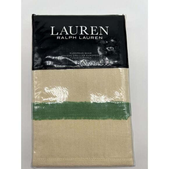 Lauren Ralph Lauren Allie Contrast Edge Euro Sham Light Hemp Green NEW - Picture 3 of 8